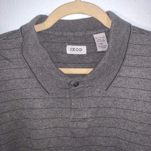 Men's XL Long Sleeve Striped Polo by IZOD - Picture 3 of 5